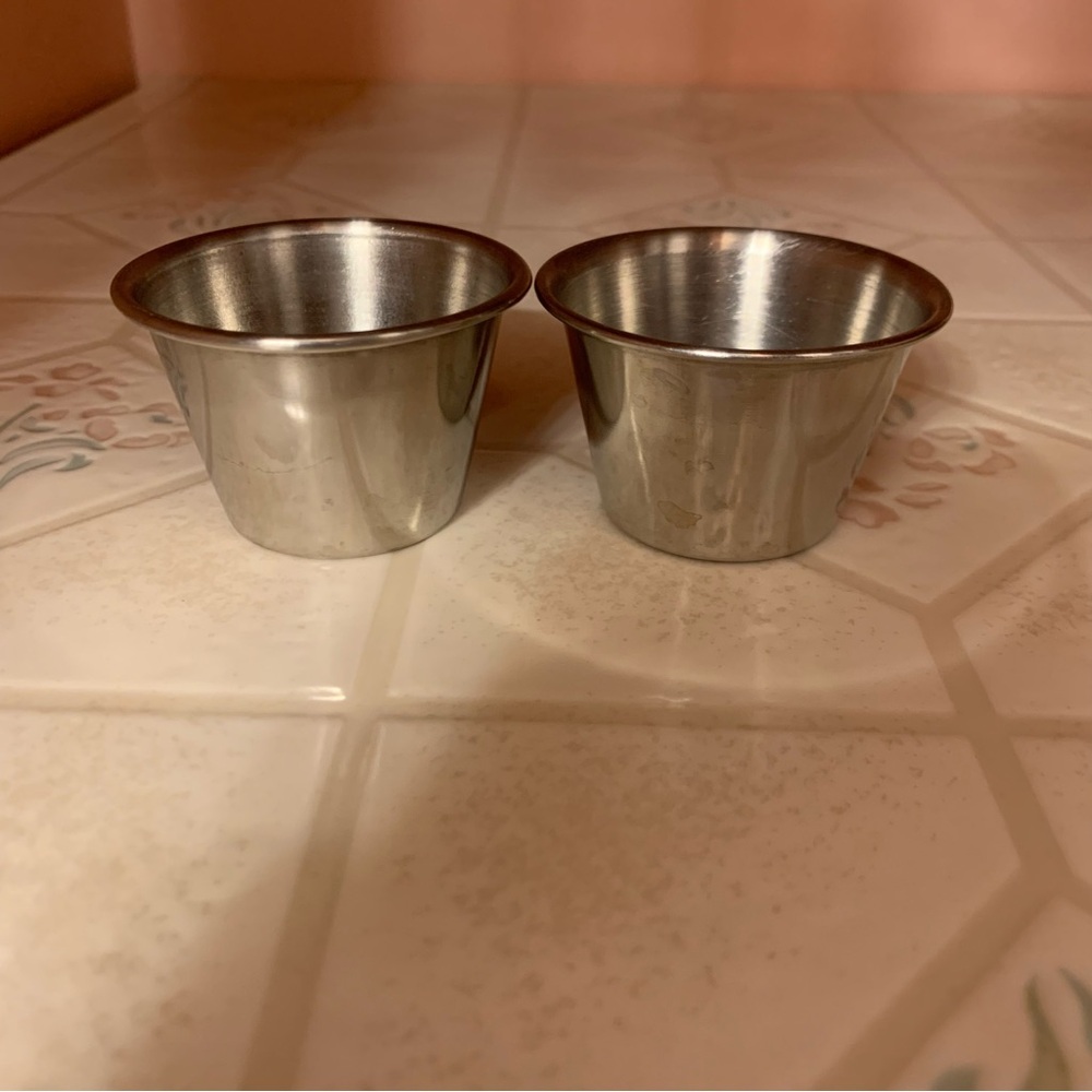 Set of 2 Stainless Steel Condiment Cups Dressing Cups Serveware - Picture 2 of 7